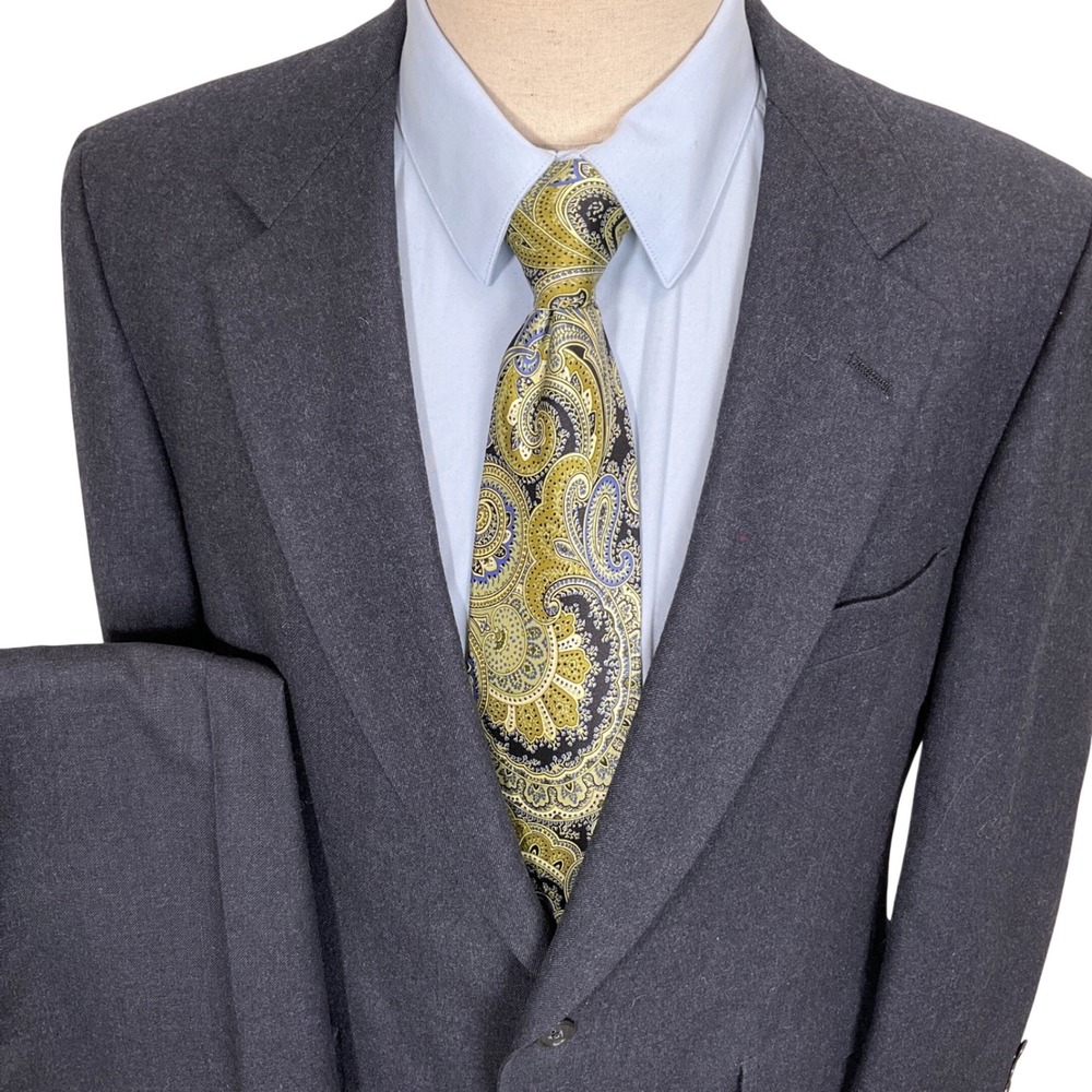 Hart Schaffner Marx Walkers Suit Mens 43R Charcoal Gray‎ 2-Piece Virgin Wool